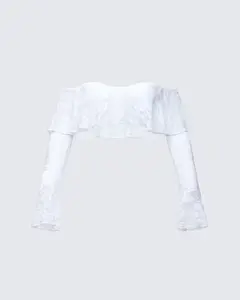 Rina White Lace Ruffle Bandeau Top