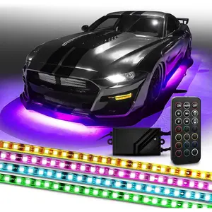 Aura Flexible Underglow  Lights with APP & Remote Control, Exterior Neon Accent Underbody Lighting Kit, 4 count RGB LED Light Strips for   RV, , Multi Colors  Mode, 12V
