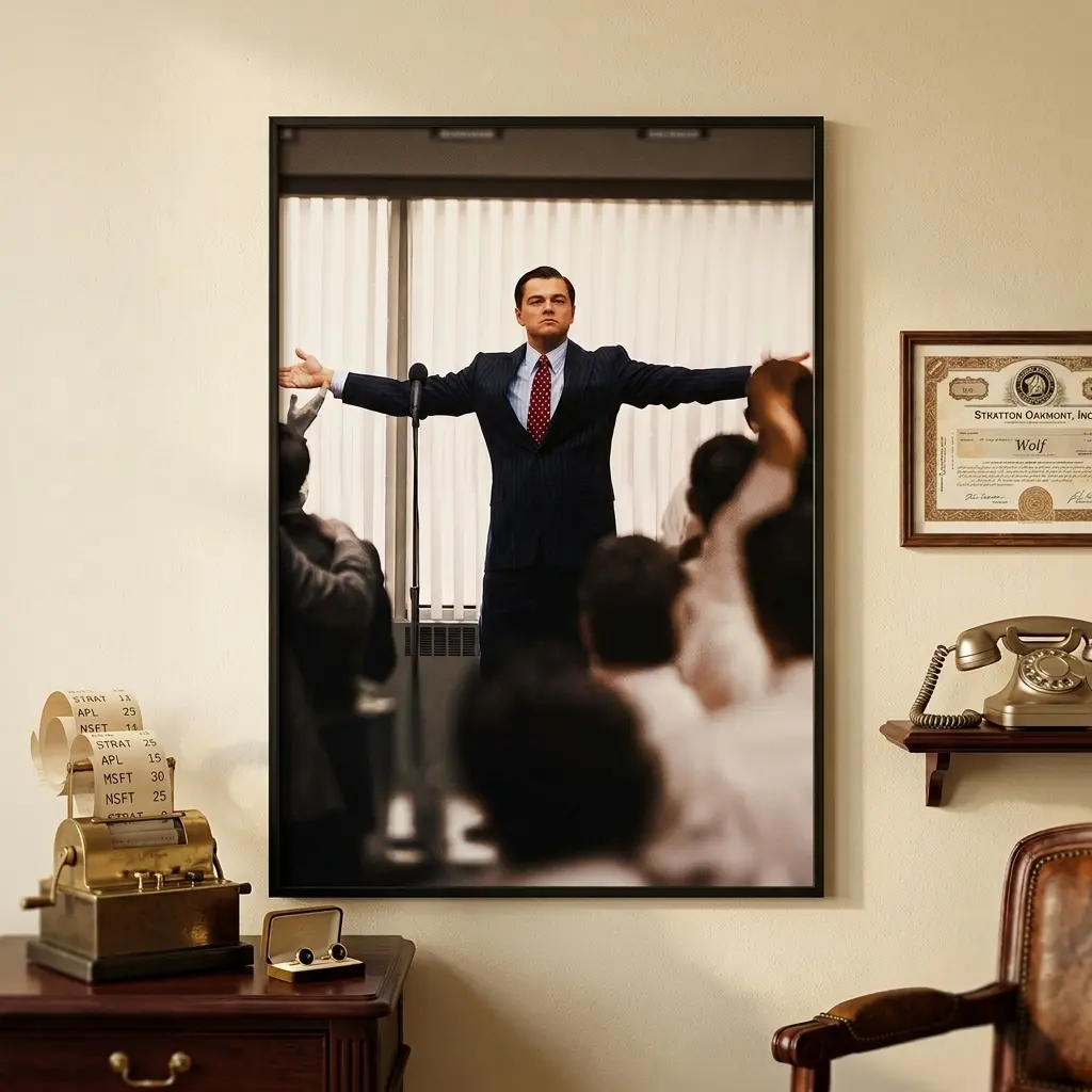 The Wolf of Wall Street Vintage Canvas Poster - Bold Wolf Scene, Artistic Graphic Prints, Iconic Film Artwork for Walls, Room Accessories, Vintage Things, Living Room Home Decor Collectible, Iconic Film Scene,sohochic