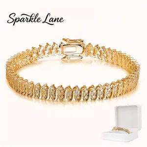 [Elegant Tennis Bracelet] Luxurious ElegantWomen's Tennis Bracelet | Sparkling SyntheticCubic Zirconia, White Golden Accents,Adjustable Clasp, Perfect for Daily Wear &Parties,ldeal Holiday Gift