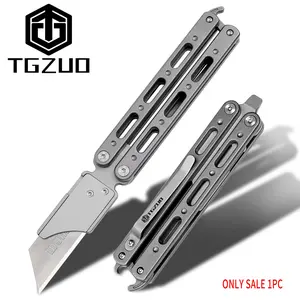 Edc Knife with Titanium Alloy Handle, Outdoor Bottle Opener, Includes Extra 10 Sk5 Blades, Durable Edc Tool for Everyday Use