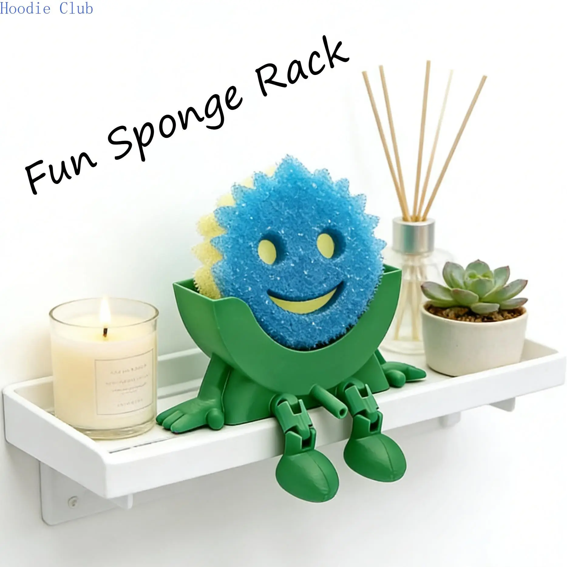 Funny Sponge Daddy & Dish Mommy Sink Organizer Racks with Drainage, Cute Caddy, Practical Counter Storage Accessory for Luggage Bag Accessory Organization