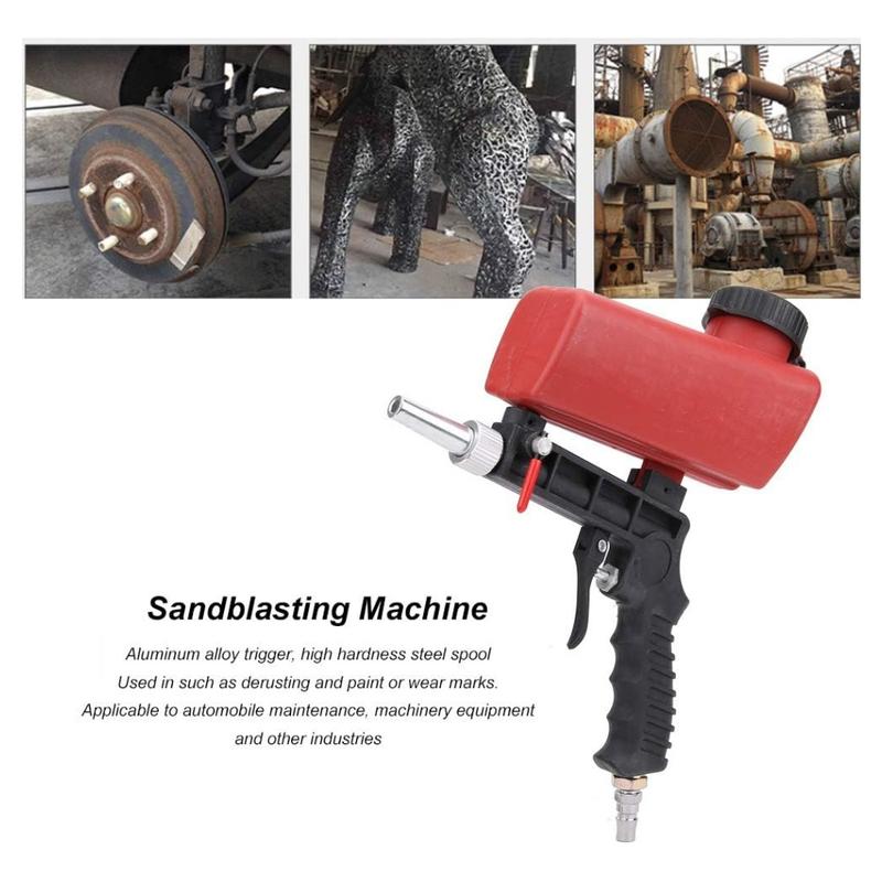 90psi Gravity Feed Sand Blaster Gun Kit - Hand Held Sand Blasting Spray Gun with 2 Nozzle Tips and Air Regulator Remove Paint, Rust, Stains, and Grime on Surfaces