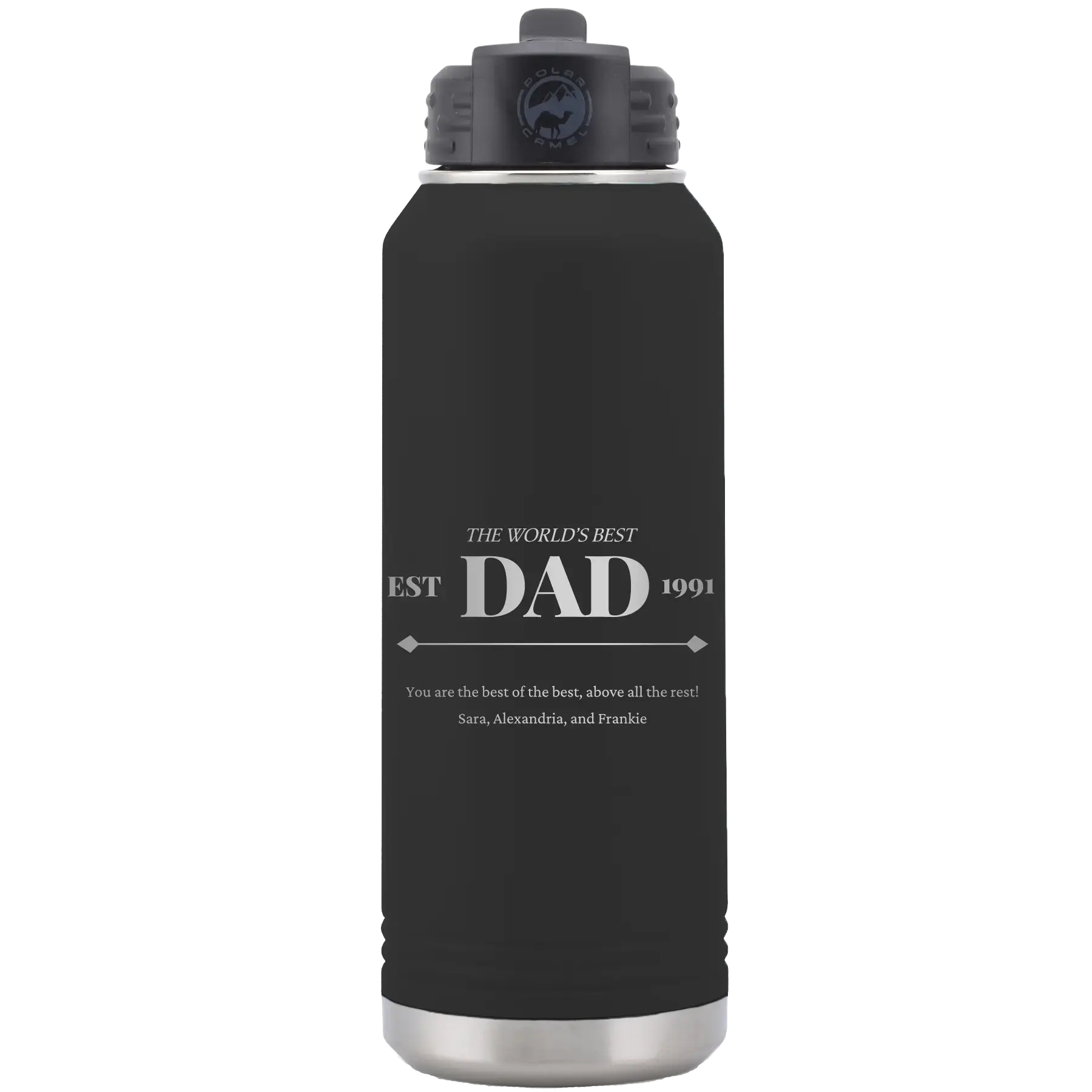 Personalized Best Dad Est 32 oz Water Bottle - Black