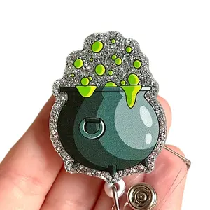 Glitter My Badge Halloween nurse badge reel for nurse and hospital workers. Badge clip Badge pull - Retractable swivel clip with a 360 rotation. Great gift for coworker. Healthcare.