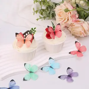 50Pcs Edible Butterflies for Cake Decorating Small Pastel Colorful Butterfly Cake and Cupcake Toppers Wafer Paper butterfly Decorations for Wedding Baby shower Birthday Cake Topper (Mixed Colors)