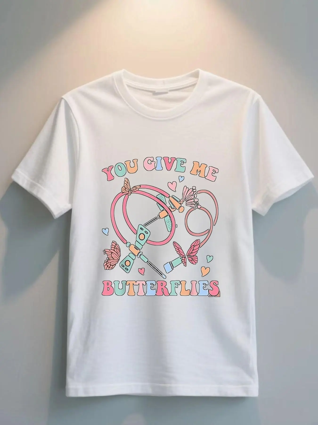 You Give Me Butterflies Funny Phlebotomist PBT Tec unisex soft cotton short sleeve t shirt, vintage graphic casual tee for men women teens, perfect birthday holiday gift for camping travel gym daily street  wear
