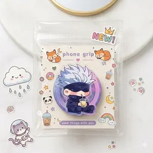 Chibi Anime Phone Grip – Cute White-Haired Character with Bubble Tea, Kawaii Teen Phone Holder for Anime Fans