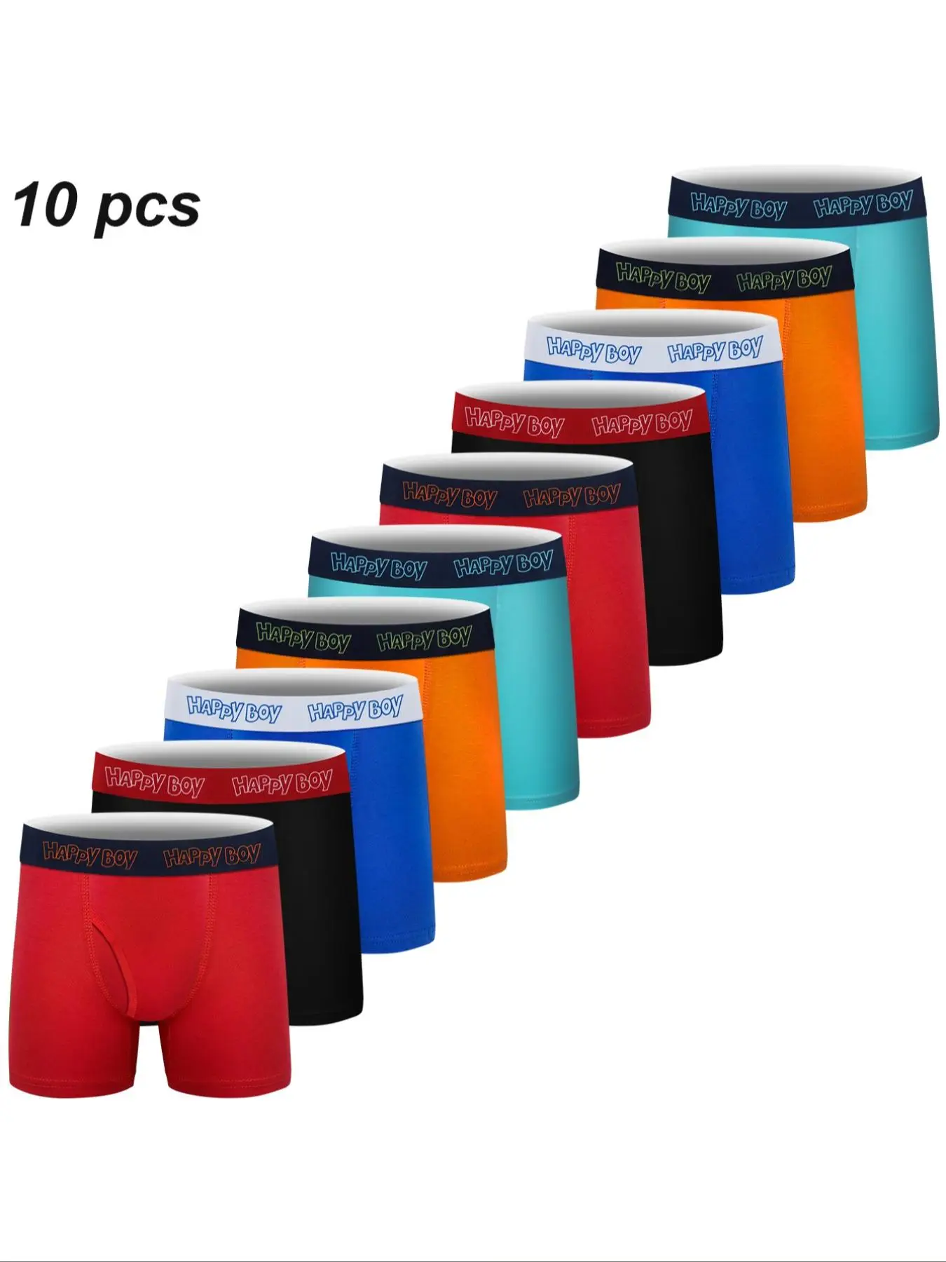 Boys' Letter Tape Cotton Boxer Brief with Fly, Breathable Comfy Underwear for Daily Wear, Kids Underwear for All Seasons