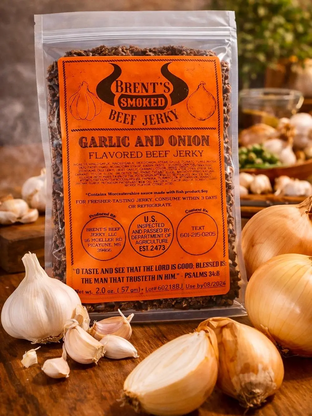 Brent’s Smoked Garlic & Onion Jerky 2.5oz and 8.0oz