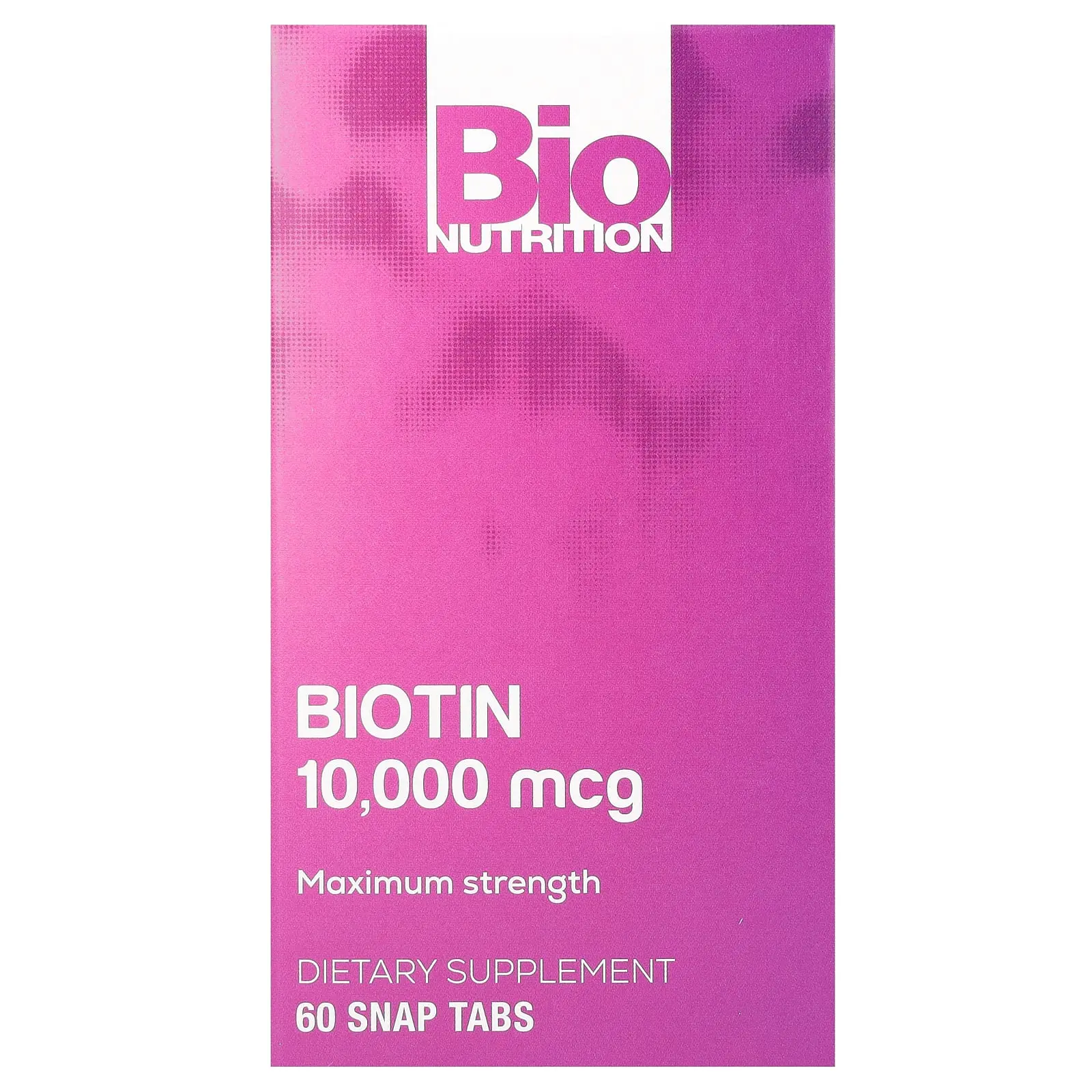 Bio Nutrition Biotin, Maximum Strength, 10,000 mcg, 60 Snap Tabs