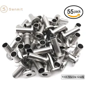 Senmit Stainless Steel Protector Sleeves for 1/8" Cable Railing Deck, Wood Posts, 50 PACK,PS60