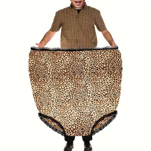 Funny Giant Adult Prank Gift Panties, Leopard Print Lace Trim, Unisex Joke Gift, Super Large Novelty Granny Underwear, Party Pranks