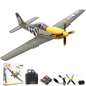 VOLANTEXRC Brushless 4CH RC Plane P51D Mustang 500mm Remote Control Airplane Fighter RTF with 2 Batteries, 6-Axis Gyro 3 Modes & Aerobatics 2.4GHz Radio Controlled Aircraft More Durable for Beginners Boys & Adults