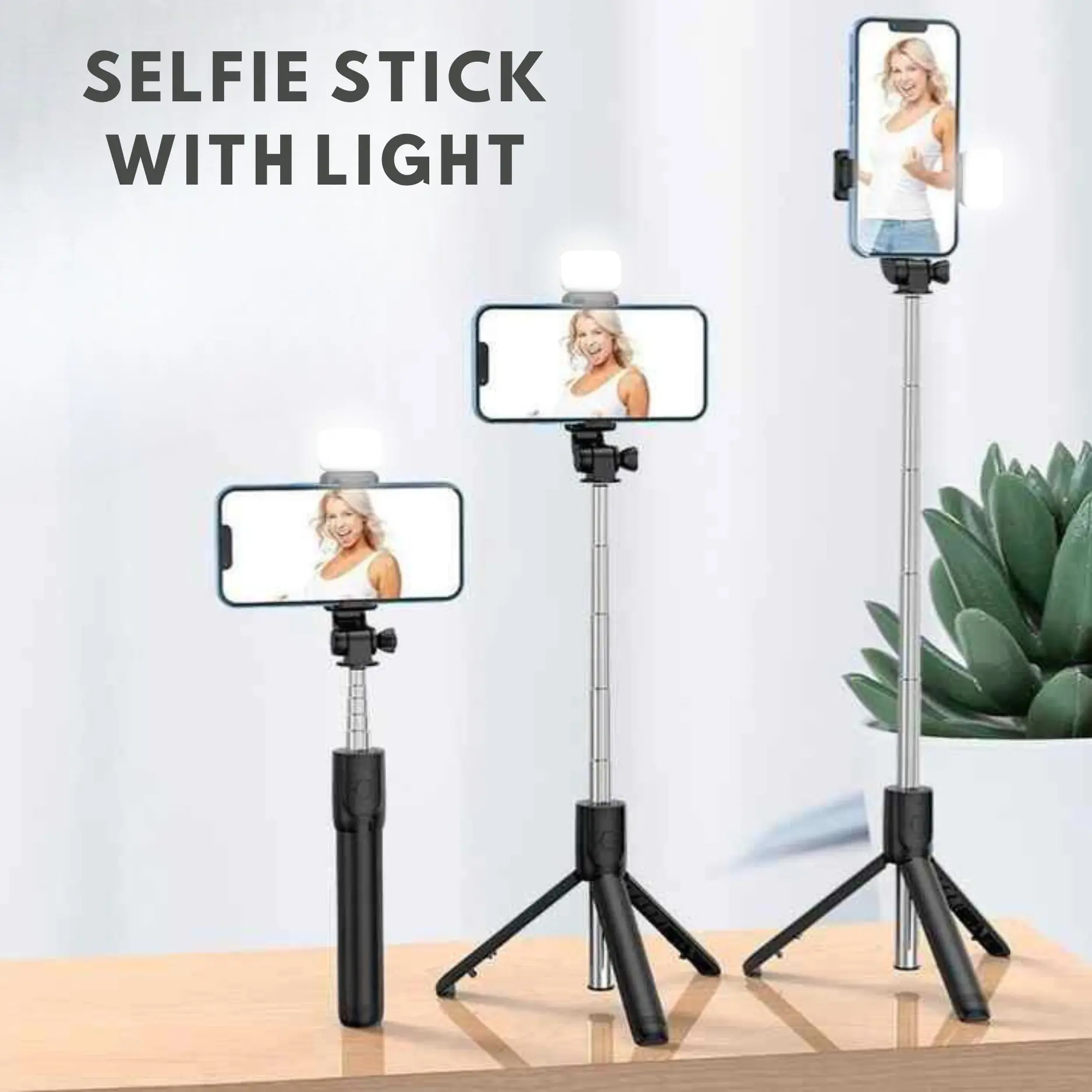 Selfie Stick with Light | Phone Tripod Stand with Detachable Bluetooth Remote Control, Portable Adjustable Mobile Holder for Video & Live Streaming