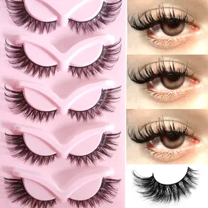 Five pairs of fox style cat eye false eyelashes, thick and elongated 3D eyelashes, Fluffy Volume Eyelashes, European, American, Asian style