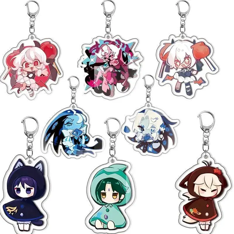 Newest Game Cookie Runing Kingdom Chibis Keychains for Accessories Bag Chestnut Cream Puff Shadow Milk Vanilla Cookie Keyrings