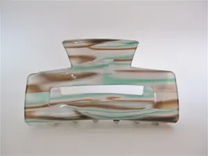 Blue brown frosted white clear rectangle pearl marbled  hair claw clip