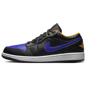 Jordan Air Jordan 1 Low Dark Concord Leather Retro Basketball Shoes for Men with Cushioning and Traction