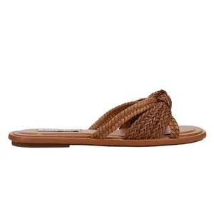 Steve Madden Womens Kandace Knot Braided Slide Flat Casual Sandals Casual - Brown