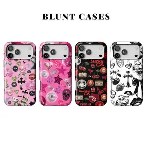 Trendy Cute Summer Aesthetic Pink Lucky Charm Midnight Sparkle Drop Protection Tough Phone Case for iPhone 11 12 13 14 15 16 17 Pro Max Plus