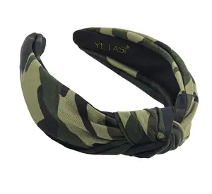 YETASI Green Camo Knotted Headband For Women - Chic Army Style Fashion Accessory Comfortable & Versatile Design Perfect For Home Work Or Special Occasions
