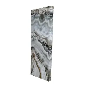 212 MAIN Artistic Abstract Metallic Geode Wall Artwork - 16x48 in. Minimalist White Mineral Photo Print, Home Decor Decoration for Room Wall Displays, Debloat Space Accent