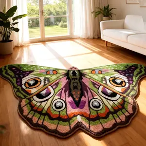 Vintage Art Style Butterfly Living Room Carpet, Creative Colorful Butterfly Rug, Home Decor Soft Comfortable Mat, Indoor Outdoor Use