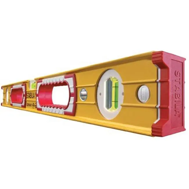 Stabila 24-in Heavy Duty Builders Level - High Strength Frame, Handle, 1.06 Inches Width Tool with Removable Rubber End Caps That Grip Walls for Fast Accurate Installations, Lifetime Guarantee
