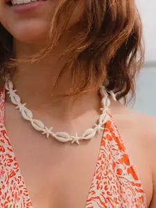 1pc Adjustable Personalized Woven Starfish & Shell Beach Necklace For Women, Suitable For Vacation, Party, And Daily Wear