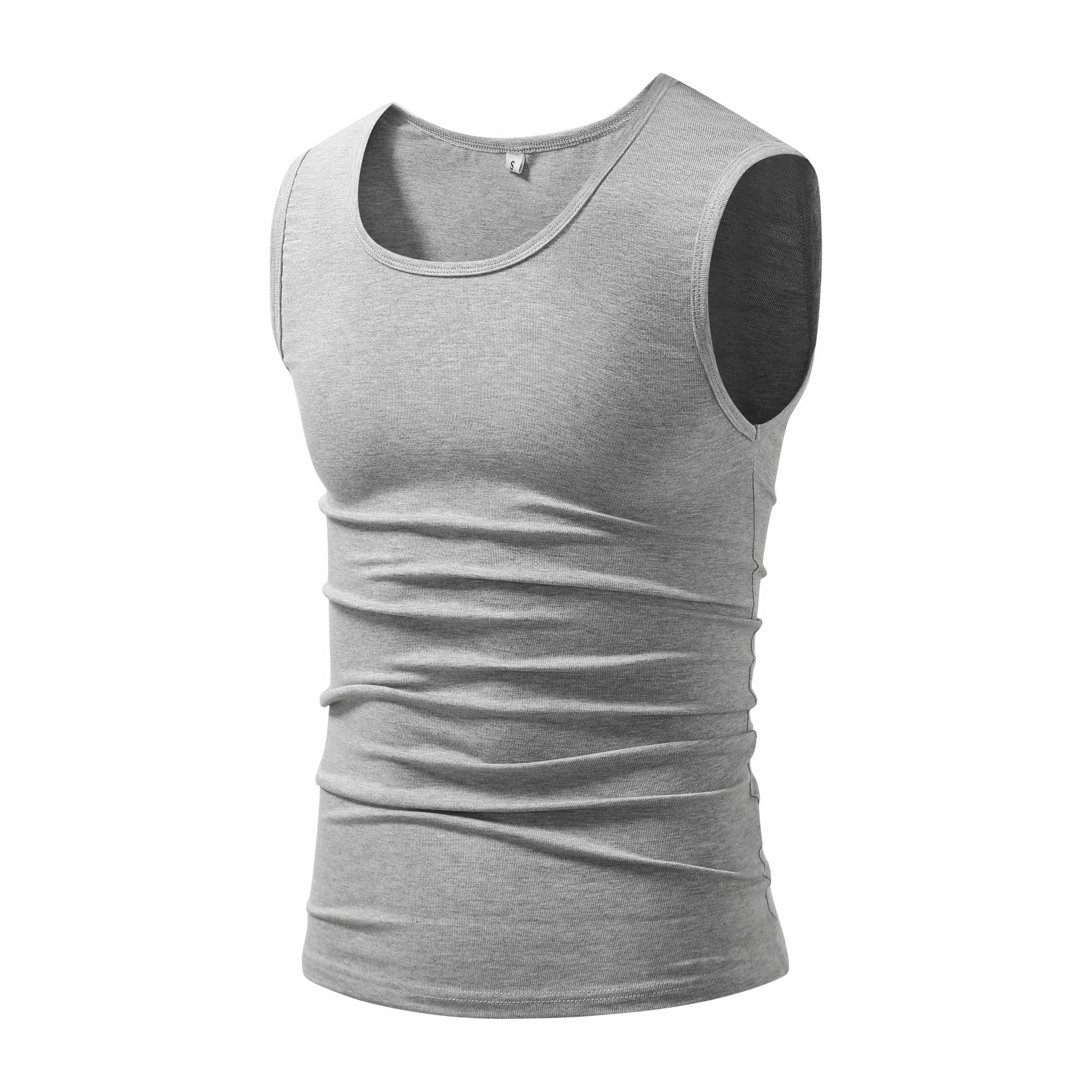 Men’s summer sleeveless sports tank top with cotton blend, high elasticity, moisture-wicking and breathable, wrinkle-resistant and comfortable