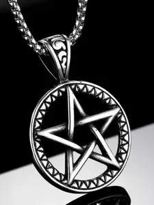 1 piece Supernatural Pentagram Necklace for Men Stainless Steel Box Chain Pentacle Star Talisman Amulet Pendant Necklaces Jewelry