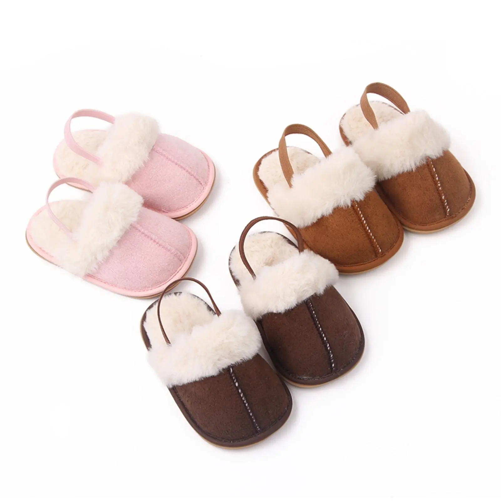 Fluffy Cozy Baby Slides, Soft Plush Warm Non-Slip Furry Shoes, Toddler House Shoes for Boys & Girls, Winter Indoor-Outdoor Use