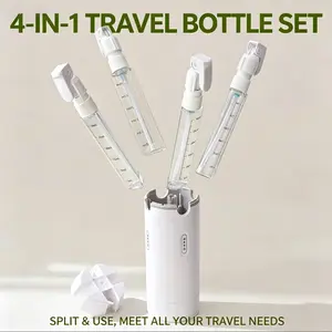 4-in-1 Portable Cosmetic Shampoo Dispenser Storage Bottle Plastic Travel Friendly Compact Design for Easy Carrying