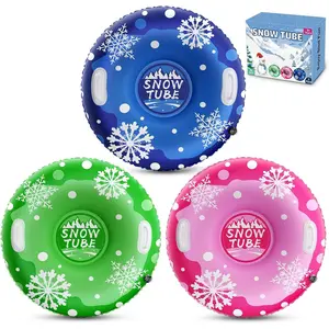 39'' Snow Tube Sled, 3Pack for The Whole Family Inflatable Snow Sled for Kids and Adult, Thickened Heavy Duty Sleds for Snow with Handles, Outdoor Winter S