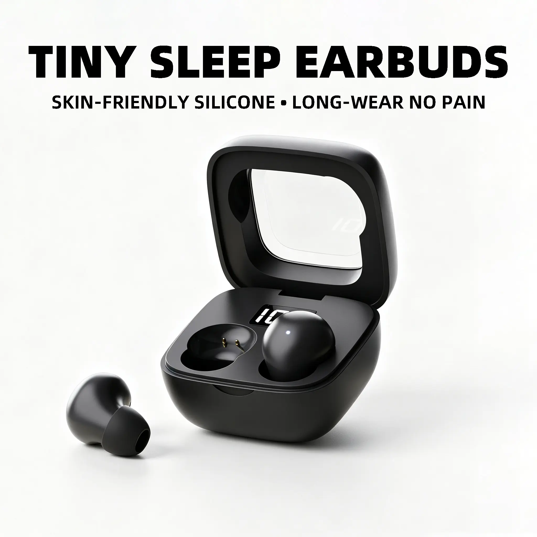 Mini Sleep Earbuds with Flexible Skin-friendly Silicone Fit, Pain-free Long-time Wearing, Ear Pressure-free Side Sleeping & Clear Sound for Sleep-aid Audio