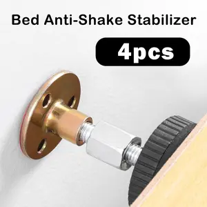 4 Counts Adjustable Threaded Headboard Stoppers Fixer, Metal Bed Frame Anti-Shake Tool, Antishake Support Stabilizer for Beds and Sofas
