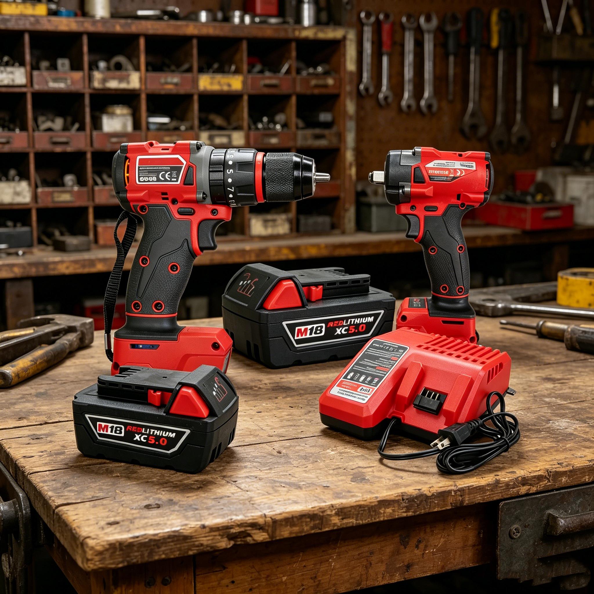 2Pcs for Auto Mechanics & DIY Lovers,Milwaukee 18V Brushless Combo,1/2" Driver,4500RPM,300N Torque,3-in-1 Mode,Forward Reverse Adjustable,Fit M18 DCF880 Battery,for Auto Repair,Garage & Home Construction,Cordless Impact Wrench Drill Kit