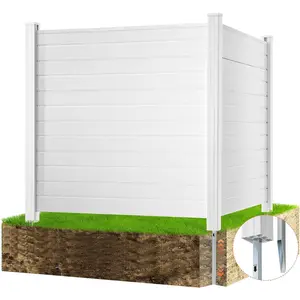 VEVOR Outdoor Privacy Screens, 50" W x 50" H Air Conditioner Fence, Pool Equipment Enclosure, Horizontal Vinyl Privacy Fence, Perfect to Enclose Trash Can and A/C Units (2-Panel)