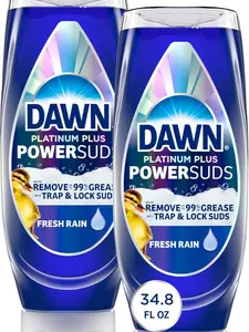 2 Pack 34.8 Fl Oz Dish Soap Liquid Dishwashing Grease Removal Upside Down Bottle Fresh Rain Scent