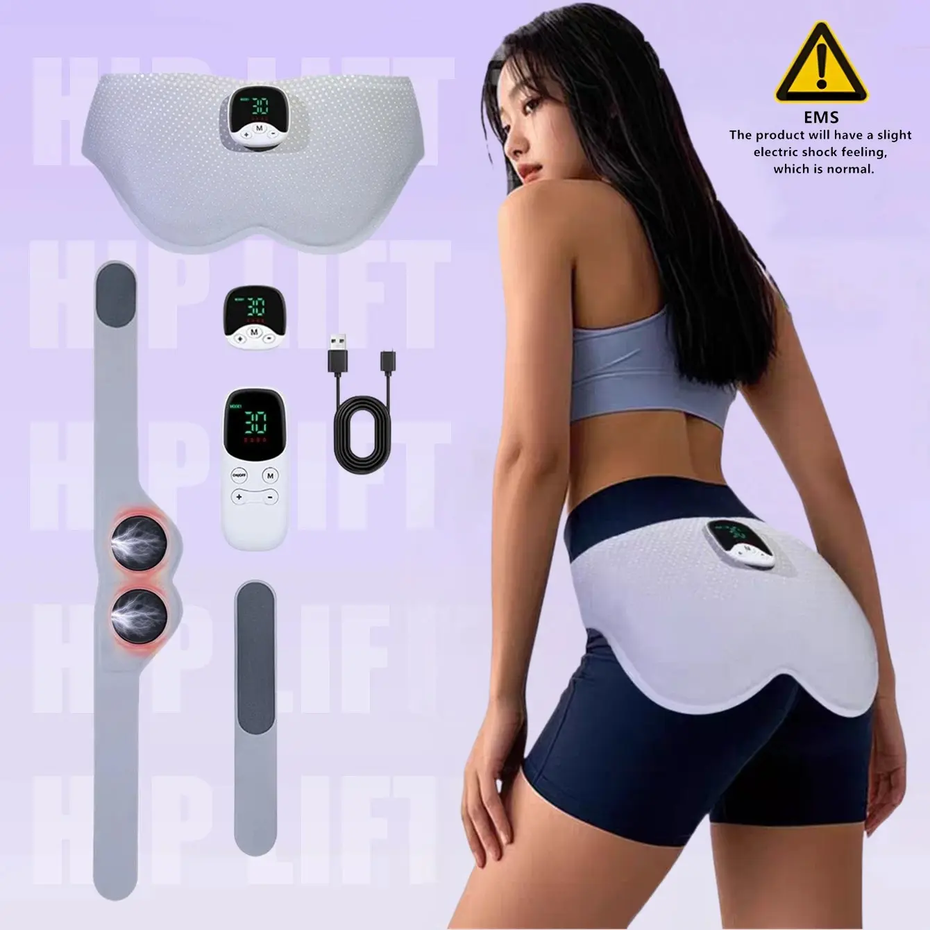 Powered Muscle Stimulator, Glute Toning Device, ABS Stimulator, Smart Wearable Butt Lifting Machine, Hips Trainer, EMS Hip Lift Tool, Workout Enhancer, Body Shaping Tool for Women & Men