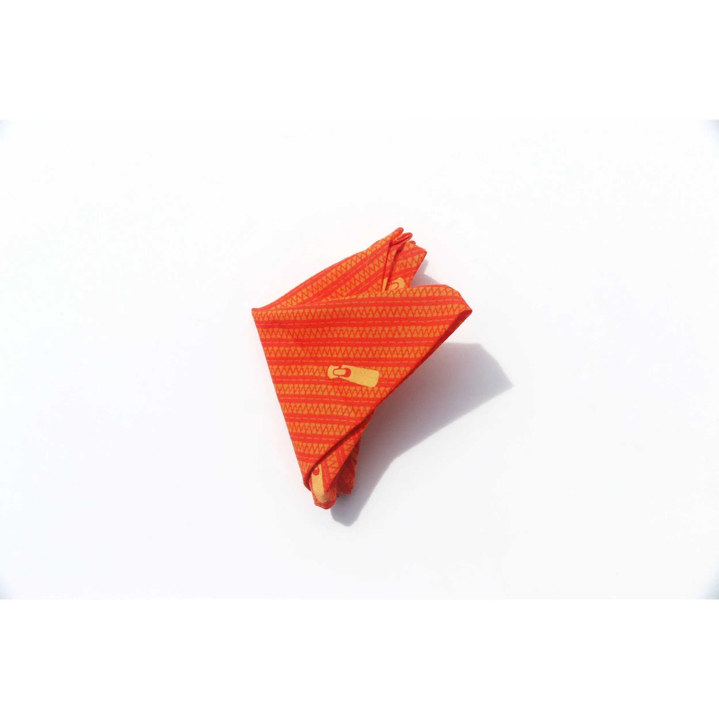 YELLOW REPEATING DIAGONAL ZIPPERS BRIGHT ORANGE POCKET SQUARE HANDKERCHIEF