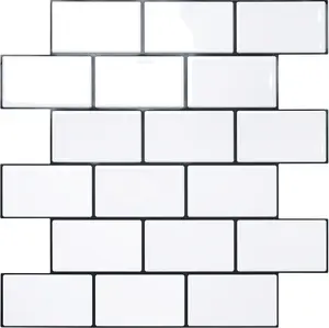 10-Sheet Peel and Stick Backsplash, White Subway Tile Stick on Backsplash for Kitchen (Thicker Design)