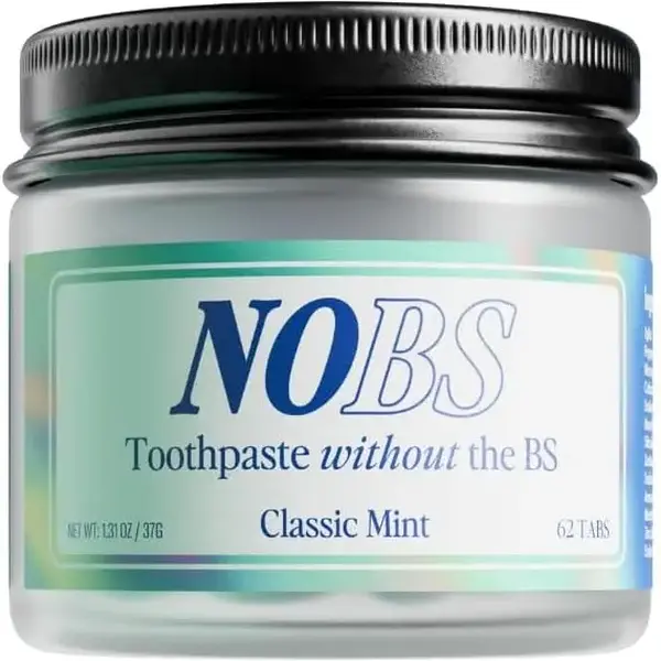 NOBS fluoride-free NHA toothpaste tablets, plastic-free eco-friendly travel-friendly dental remineralizing care