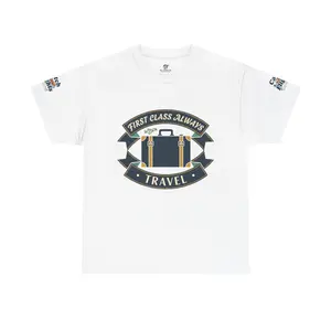 First Class Always Travel T-Shirt | Luggage Badge Retro Travel Tee