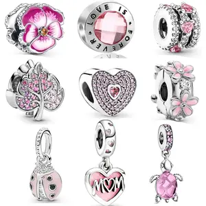 9 Pack Silver Spacer Beads Charms fit Bracelet, Heart Beads DIY Jewelry Gifts Women