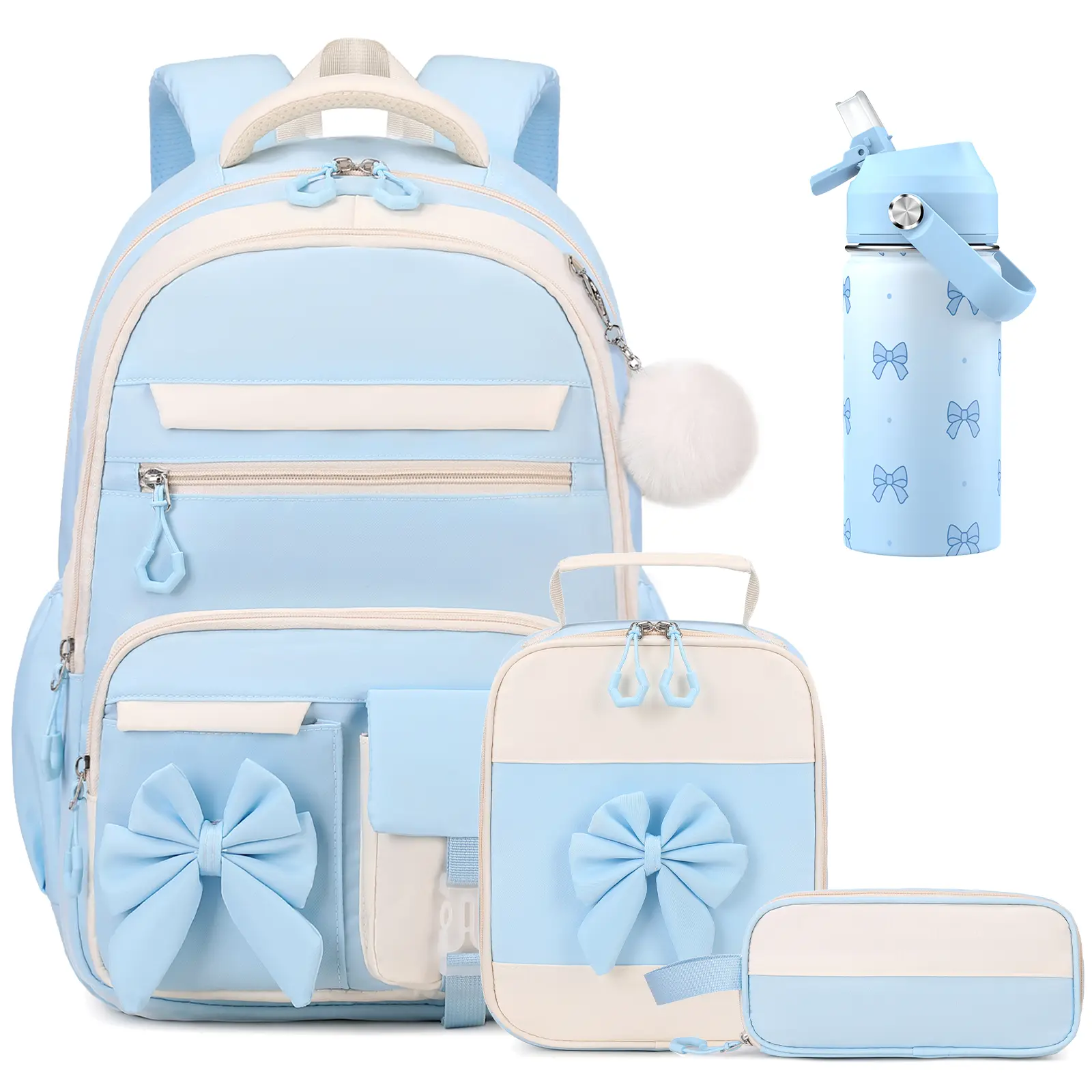 SIMILOVE Girls' School Backpack Set for Back to School Shopping - Includes 14oz Insulated Water Bottle, Lunch Bag, Pencil Case, Ideal for Teens' Party Gifts, Backpacks