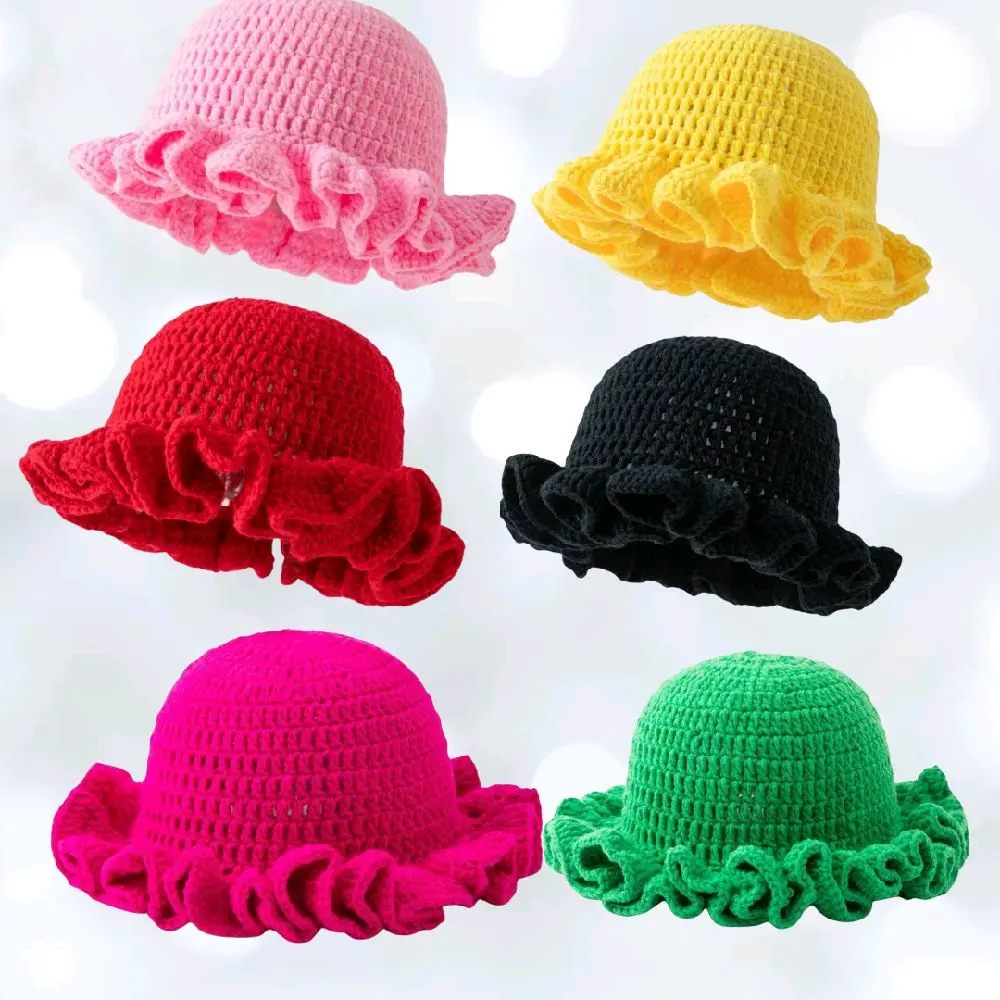 Single-Color Crochet Hat - Available in Pink Yellow Red and Black - Simple Design for Color Selection