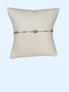 14k Italian Gold Ball Stations Bracelet with Mini Beads, 7" Length, Ideal for Casual Wear