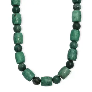 Green Jasper 490.00 ctw Beaded Necklace in Platinum Over 20 Inches